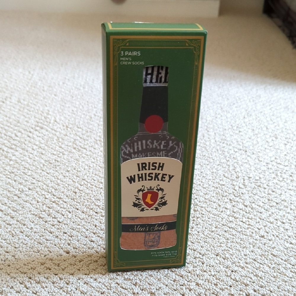 3 Pack Men's Irish Whiskey themed graphic socks